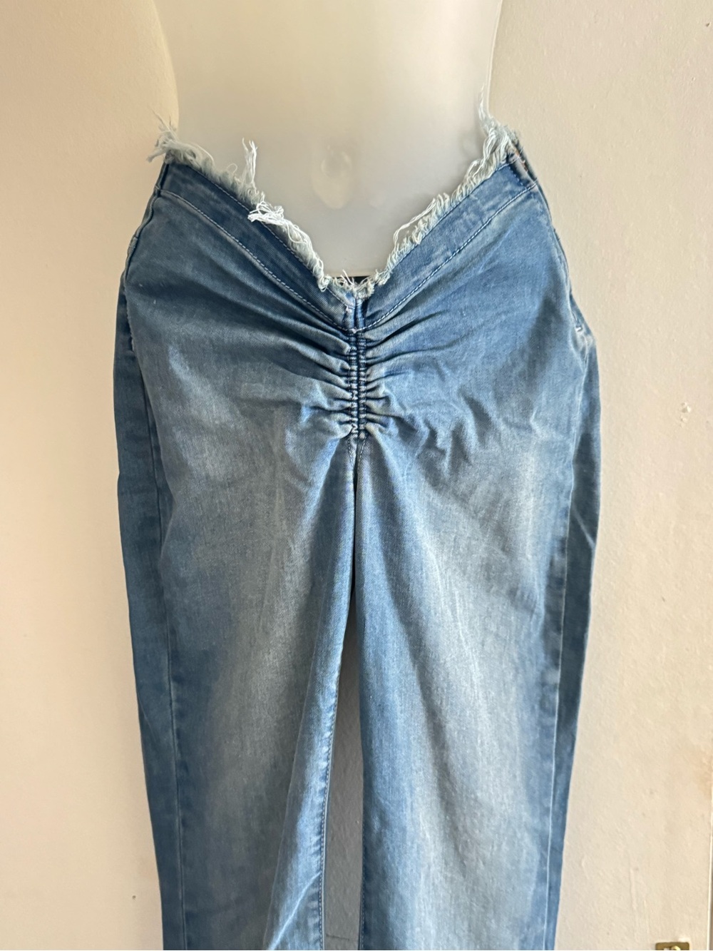 Urban Outfitters Light Blue Ruched High-Rise Jeans